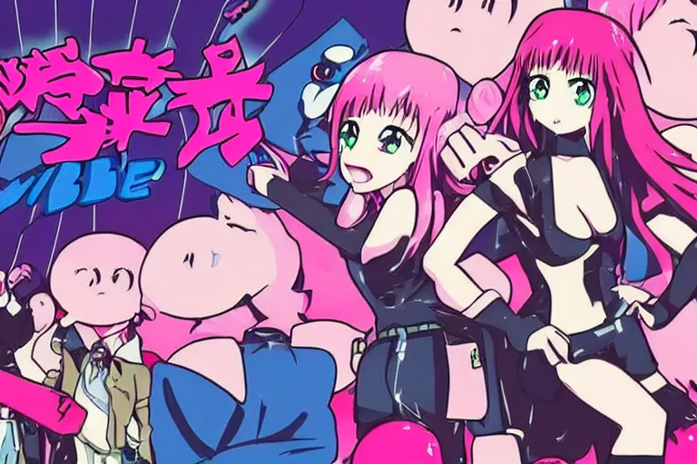 Image similar to key art from an ultra violent anime called bubble gum man.
