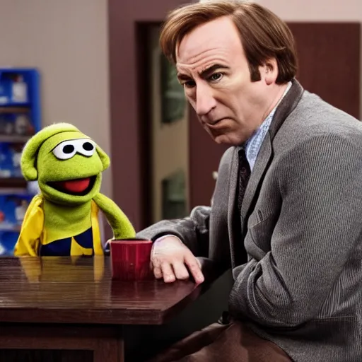 Image similar to bob odenkirk as saul goodman as a muppet