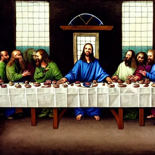 Image similar to walter white as jesus in the last supper