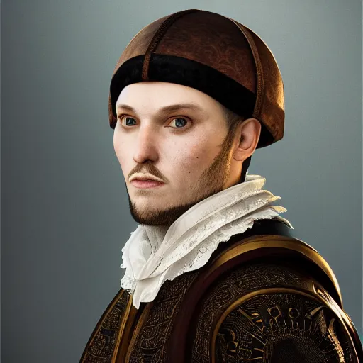 Image similar to portrait of a man, wearing renaissance clothes, star wars character, volumetric lights, symmetry, headpiece, trending on artstation, sharp focus, leica, studio photo, intricate details, highly detailed