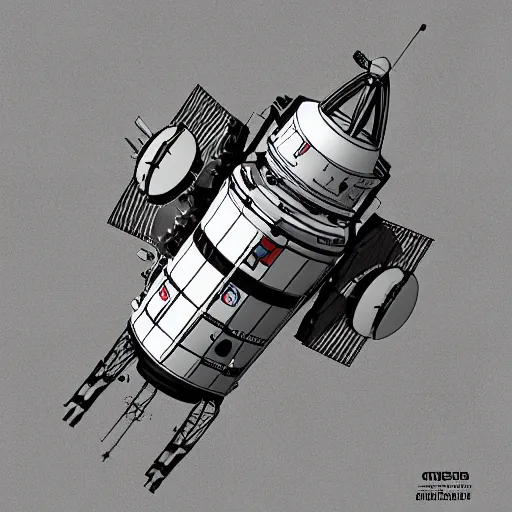 Image similar to detailed spacecraft in the style of chris bjerre