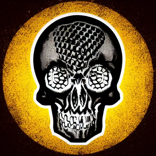 Image similar to death metal themed skull shaped microphone vector logo for a record label, dark, horrorcore, grunge, golden ratio