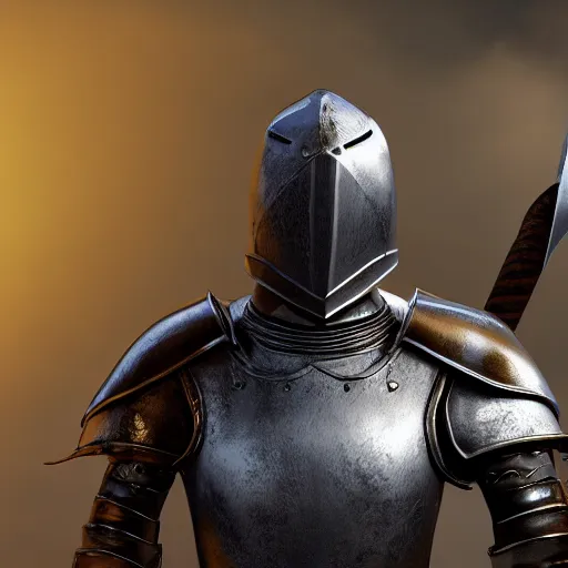 Prompt: knight with sword in black armour, focused, in frame, high resolution, realistic, 8 k hyper real, rtx, unreal engine 5