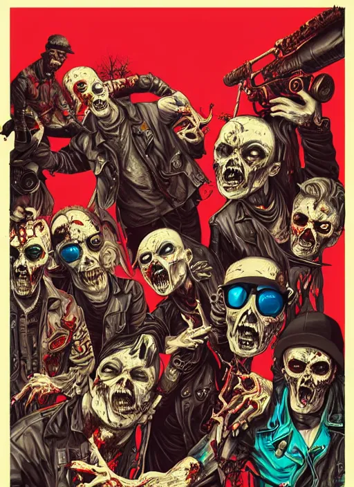 Image similar to zombie punk band poster, tristan eaton, victo ngai, artgerm, rhads, ross draws