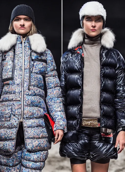 Image similar to hyperrealistic and heavy detailed moncler runway show of walmart, leica sl 2 5 0 mm, vivid color, high quality, high textured, real life