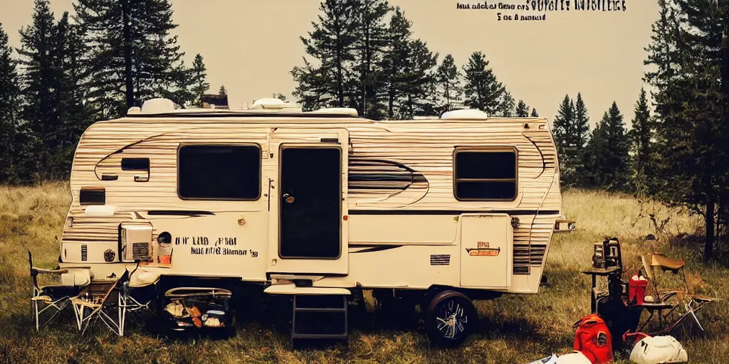 Image similar to Camping RV's in America by Wes Anderson, fantasy, imagination, cinematic