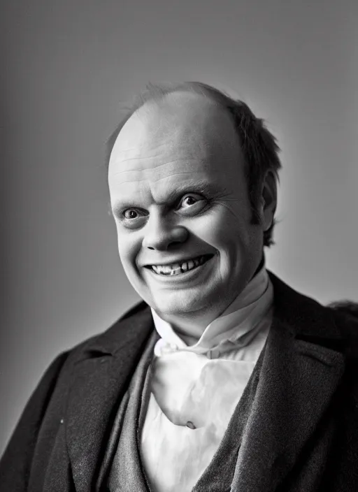 Image similar to toby jones as a victorian politician, smiling, male, victorian, detailed face, highly detailed, cinematic lighting, photograph by elliott & fry