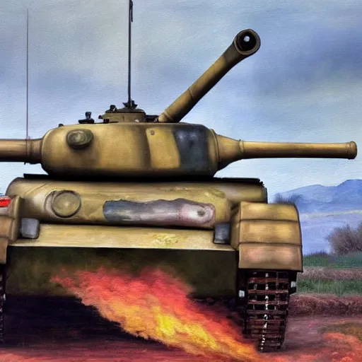 Image similar to a beautiful complex painting of a tank in the modern era