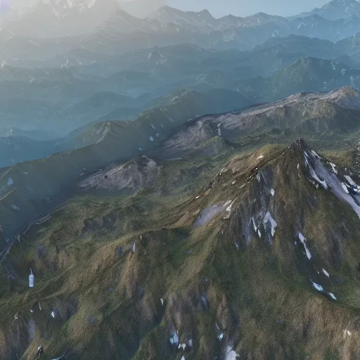 Prompt: a professional photographic drone view picture of a mountain ,photographic filter unreal engine 5 realistic hyperdetailed 8k ultradetail cinematic