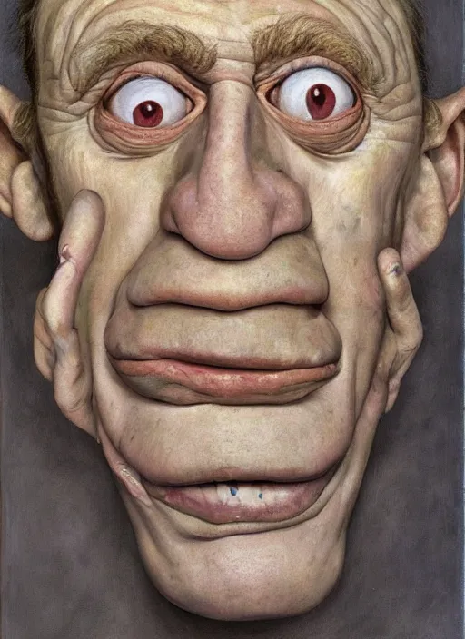 Prompt: Real life Trollface, painted by Lucian Freud, highly detailed, 8k