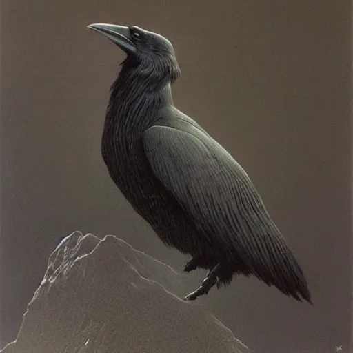 Prompt: raven by Zdzisław Beksiński, oil on canvas