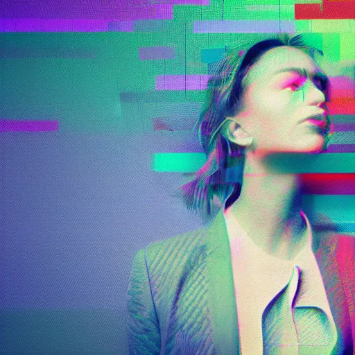 Image similar to glitched, artstation, colorful, pixel sorting