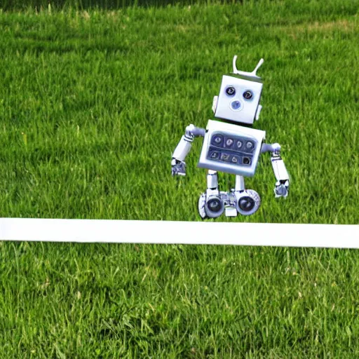 Prompt: robot jumping a fence