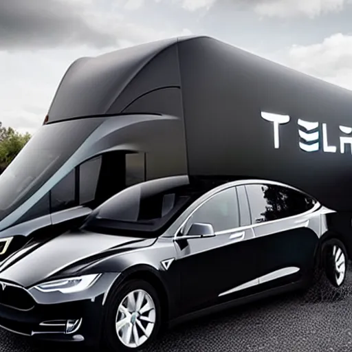 Image similar to the Tesla Cybertruck as a limousine, painted pure black