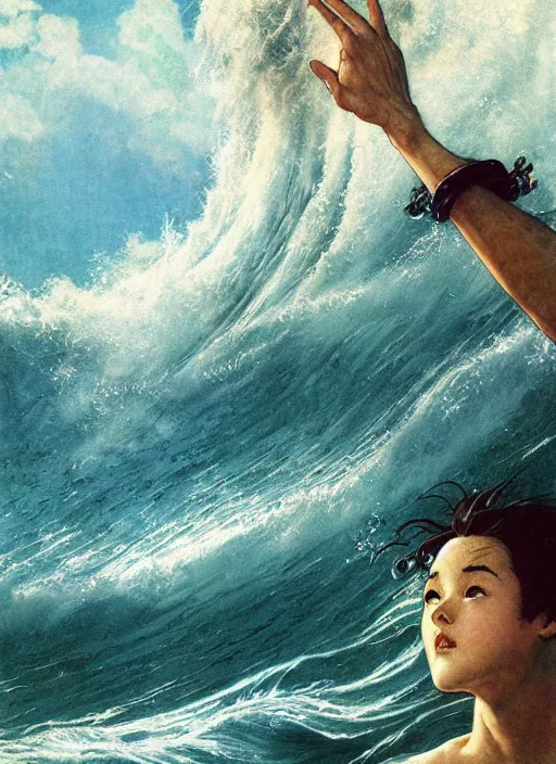 Image similar to pegusus runing through ocean wave, exquisite details, denoised, mid view, byi by alan lee, norman rockwell, makoto shinkai, kim jung giu, poster art, game art