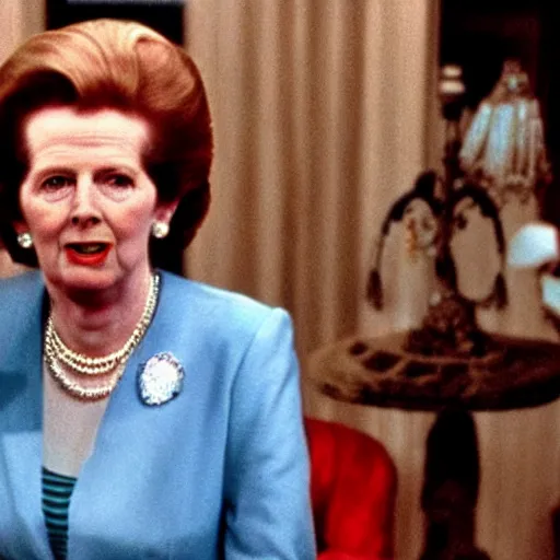 Image similar to A movie still of Margaret Thatcher in Back to the Future