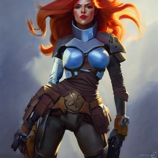 Prompt: greg manchess portrait painting of armored mara jade as overwatch character, medium shot, asymmetrical, profile picture, organic painting, sunny day, matte painting, bold shapes, hard edges, street art, trending on artstation, by huang guangjian and gil elvgren and sachin teng