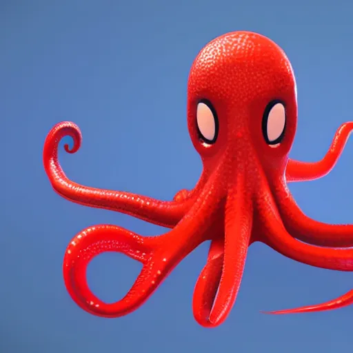 Prompt: portrait of red octopus, sly, cunning, blue background, pixar style animation 3d extremely gloomy lighting, atmospheric, cinematic, detailed illustration unreal Engine, 8K