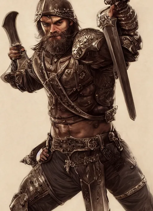 Image similar to PewDiePie as a mean looking hero holding an enormous large dual wielding sword, intricate, elegant, highly detailed, centered, digital painting, artstation, concept art, smooth, sharp focus, illustration, artgerm, donato giancola, Joseph Christian Leyendecker, WLOP, Boris Vallejo, Artgerm
