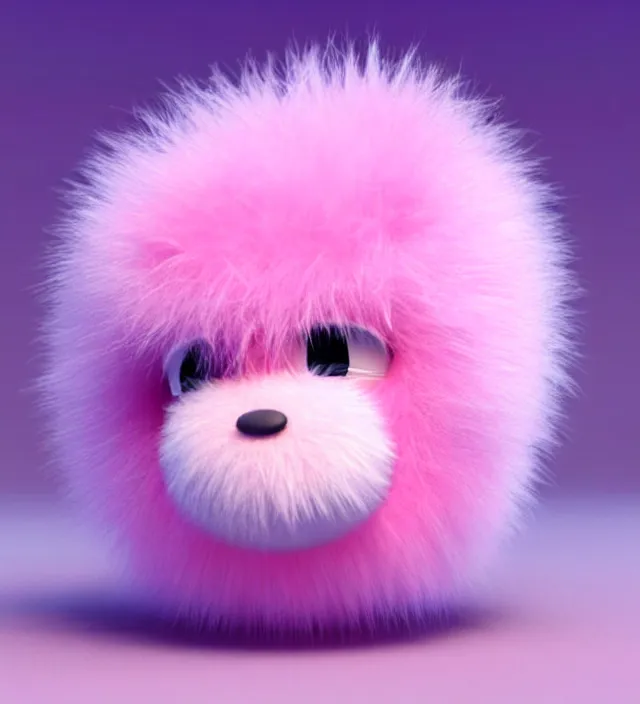 Image similar to high quality 3 d render hyperrealistic very cute small pink little spherical creature, plush mascot, short spiky dense fluffy smooth hair, photo from the side, pink fluffy fur, 1 5 0 mm, beautiful natural soft light, rim light, smooth background, artstation, ultra detailed, elegant, ultra detailed, metallic armor, octane render