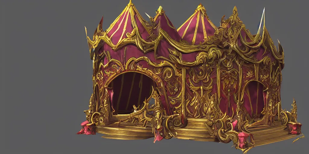 Prompt: a 3d sculpt of a baroque evil circus tent, world of warcraft, league of legends