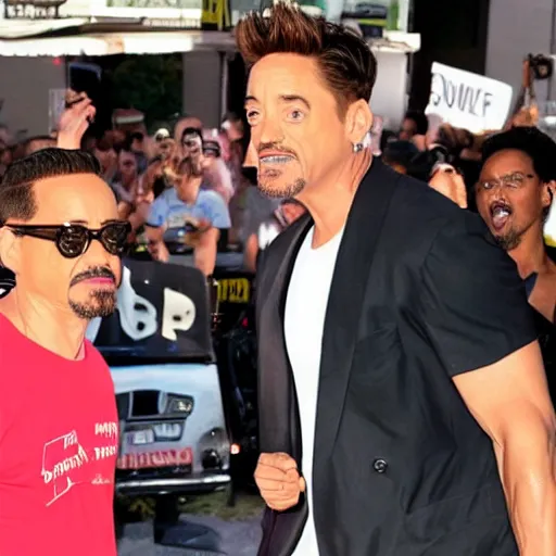 Image similar to will smith slaps robert downey jr.