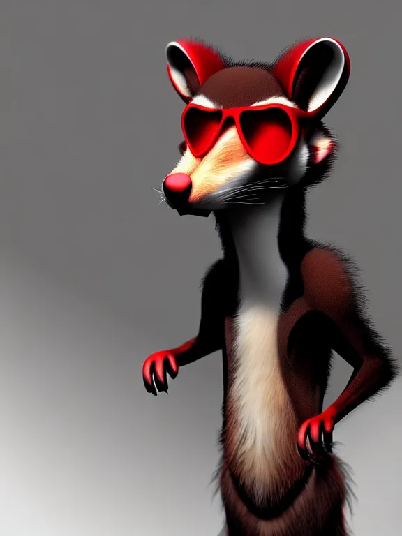 Image similar to furry - male - red - black - weasel - detective - fursona, ray tracing, photorealistic, trending on weasyl