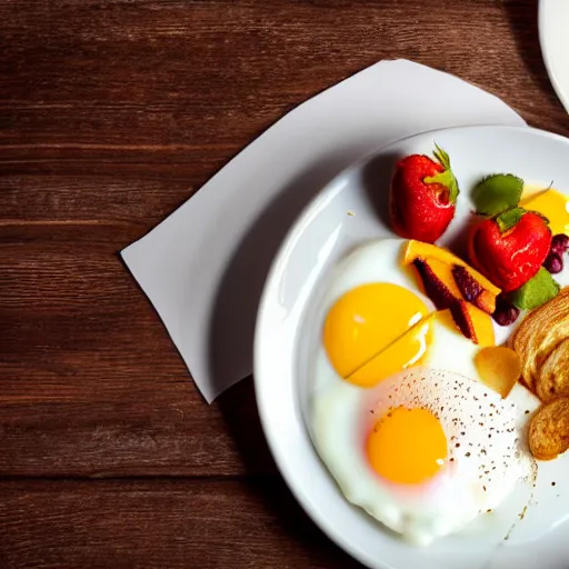 Prompt: photo close - up of breakfast