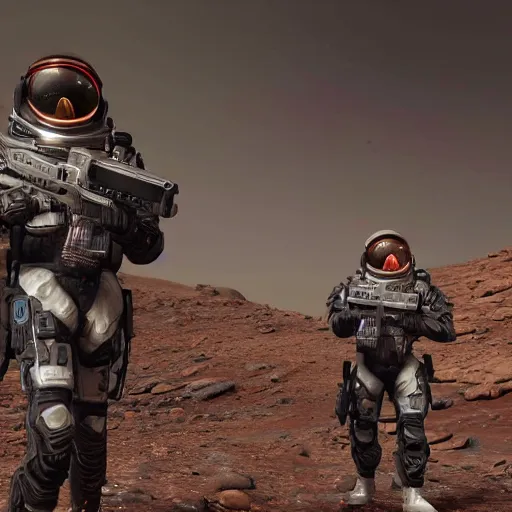 Image similar to futuristic call of duty ps 5 game set on mars, 8 k, hd,