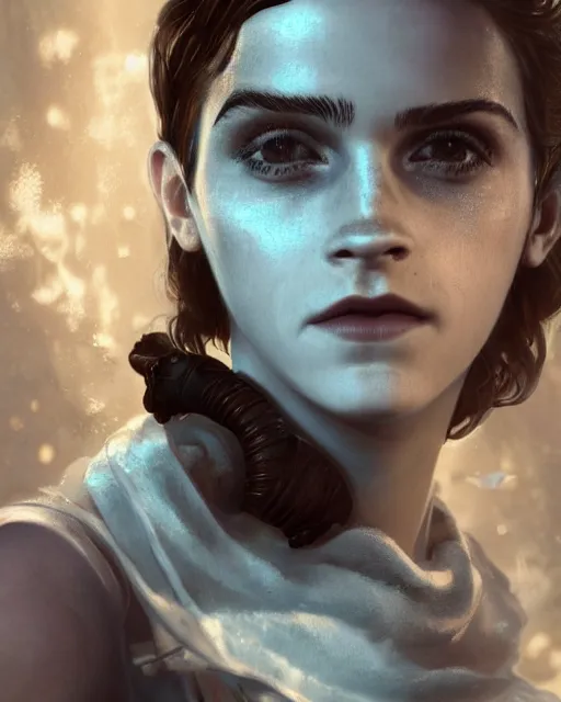 Prompt: underwater bioshock portrait of emma watson, au naturel, hyper detailed, digital art, trending in artstation, cinematic lighting, studio quality, smooth render, unreal engine 5 rendered, octane rendered, art style by klimt and nixeu and ian sprigger and wlop and krenz cushart.