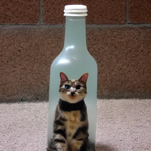 Prompt: bottled cat, happy