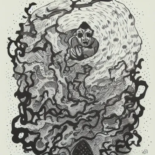 Image similar to gouache of a ghostly figure, mcbess, james jean