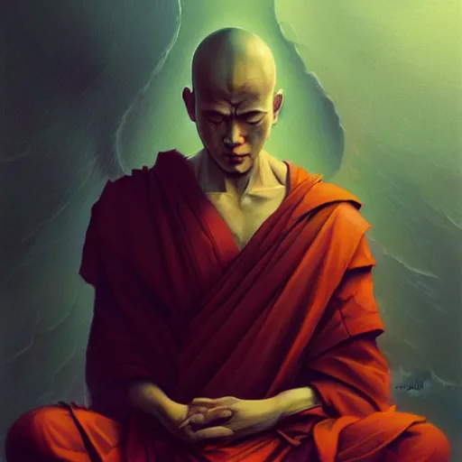 Image similar to ultra realistic illustration, buddhist monk meditating, cyberpunk, sci-fi, fantasy, intricate, elegant, highly detailed, digital painting, trending on artstation, sharp focus, illustration art in the style of artgerm, by greg rutkowski, by albrecht durer W 1024