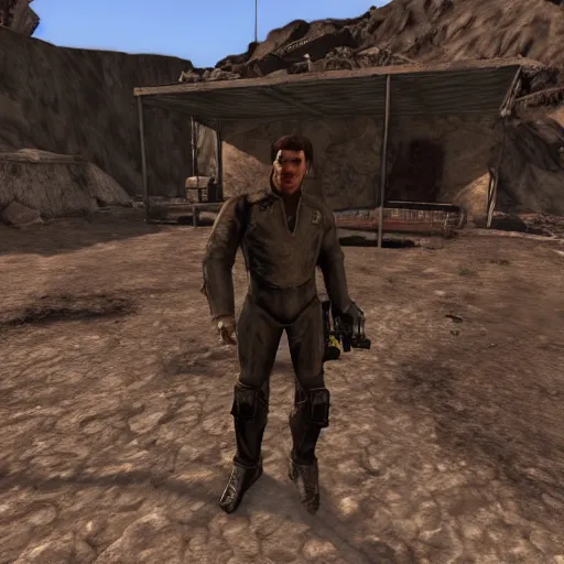 Image similar to tom cruise in fallout new vegas, in-game screenshot
