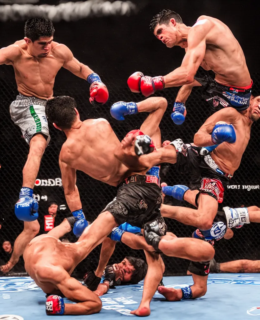 Image similar to chito vera knocks out dominick cruz via headkick, by annie leibovitz and steve mccurry, natural light, detailed face, canon eos c 3 0 0, ƒ 1. 8, 3 5 mm, 8 k, medium - format print