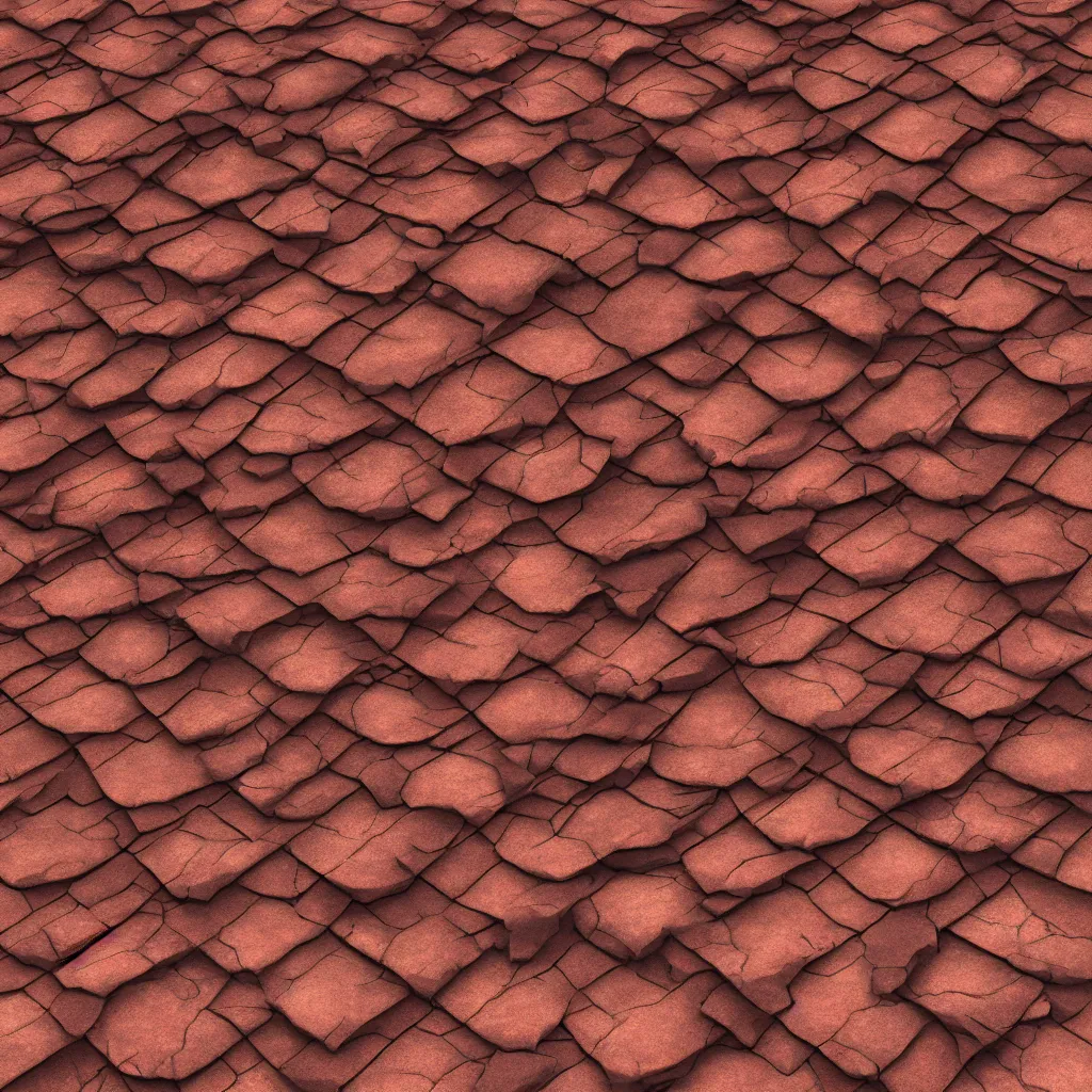 Prompt: seamless tileable texture of old cracked terracotta roof shingle, realistic, very detailed, beautiful, intricate details, sharp focus, substance designer, substance render, substance painter, marmoset, unreal engine, octane render