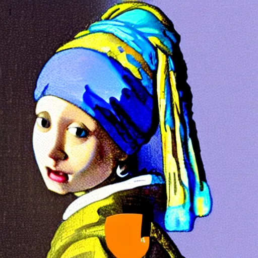 Prompt: a rabbit posing as girl with the pearl earring