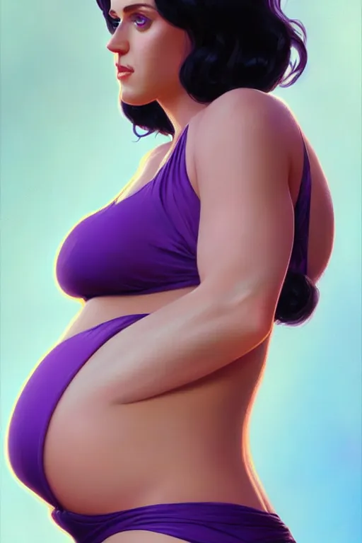 pregnant katy perry in a sports bra, realistic