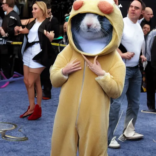 Image similar to scarlett johansson wearing a hamster costume