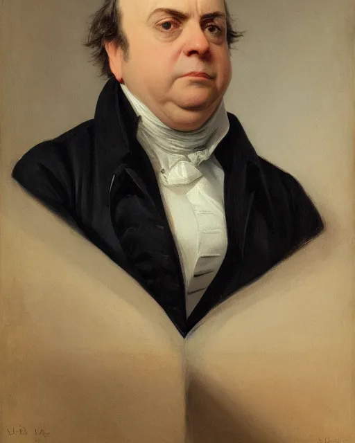 Image similar to upper body portrait of paul giamatti! as united states president john quincy adams, 1 8 2 7, official portrait, oil on canvas by anton otto fischer, trending on artstation