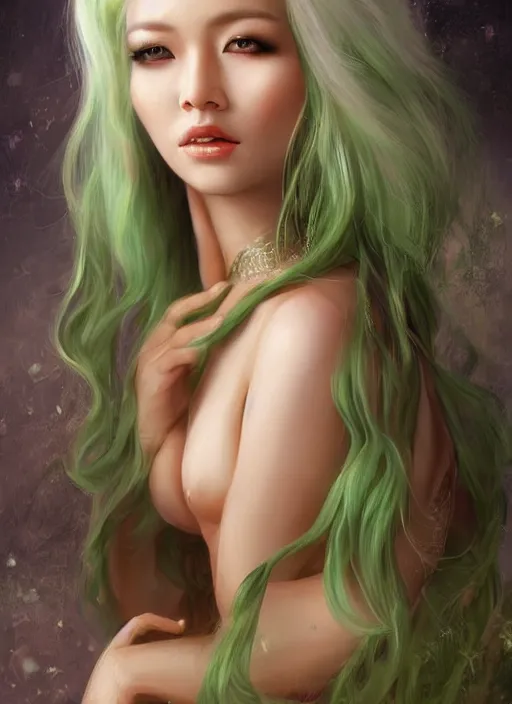 Prompt: a beautiful woman gheisa, 8 k, hyperrealistic, asian hyperdetailed, beautiful face, long white hair, green eyes, dark fantasy, fantasy portrait by laura sava