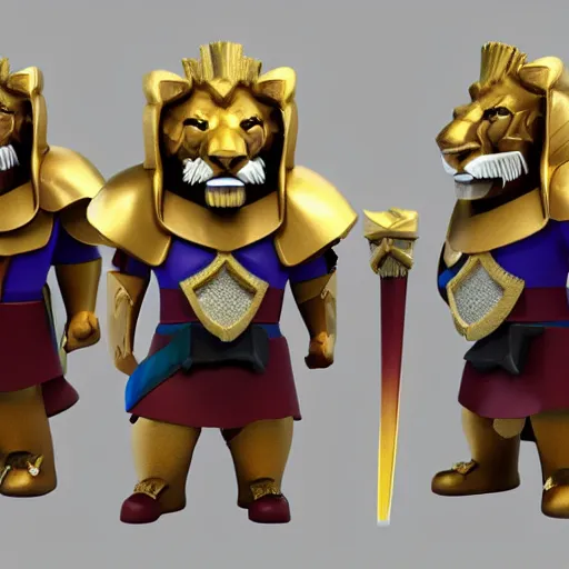 Image similar to a clash royale unit model of a lion knight