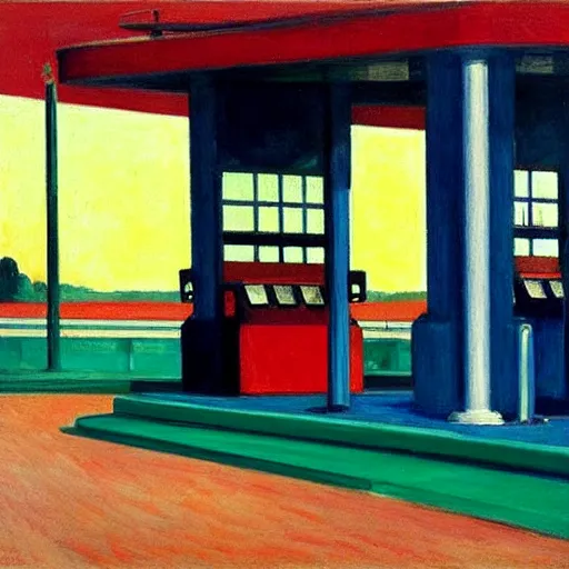 Image similar to American Gas Station by Edward Hopper