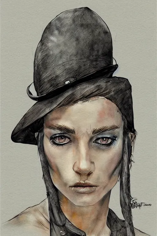 Image similar to portrait fashion model artwork by enki bilal