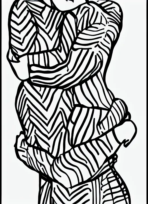 Prompt: Continuous one line drawing. Loving couple woman hugging man. Vector illustration