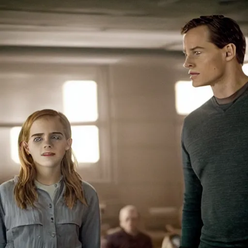 Prompt: still shot of interstellar featuring young emma watson