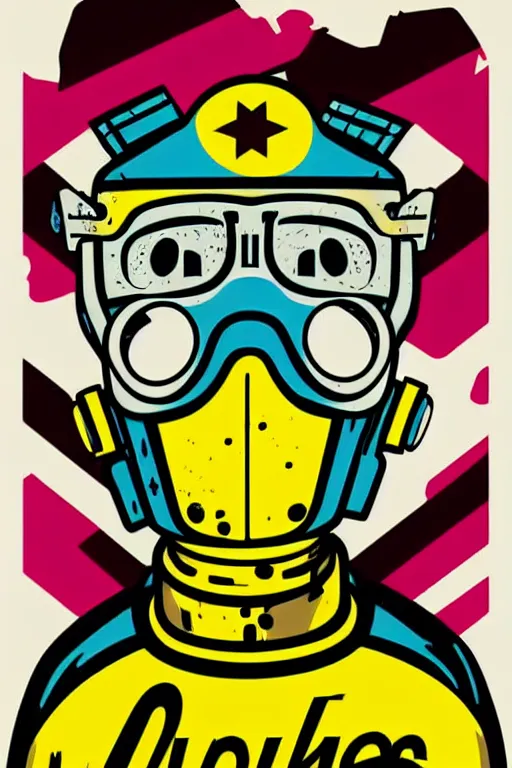 Image similar to fallout 7 6 retro futurist illustration art by butcher billy, sticker, colorful, illustration, highly detailed, simple, smooth and clean vector curves, no jagged lines, vector art, smooth andy warhol style