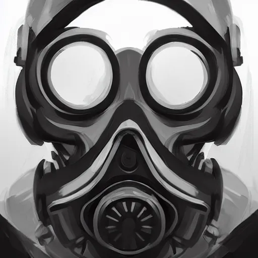 Image similar to concept art of gas mask by jama jurabaev, brush hard, artstation, cgsociety, high quality, brush stroke