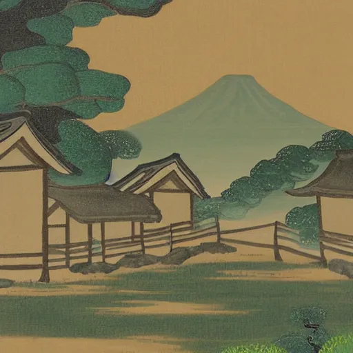 Image similar to landscape painting of a japanese village