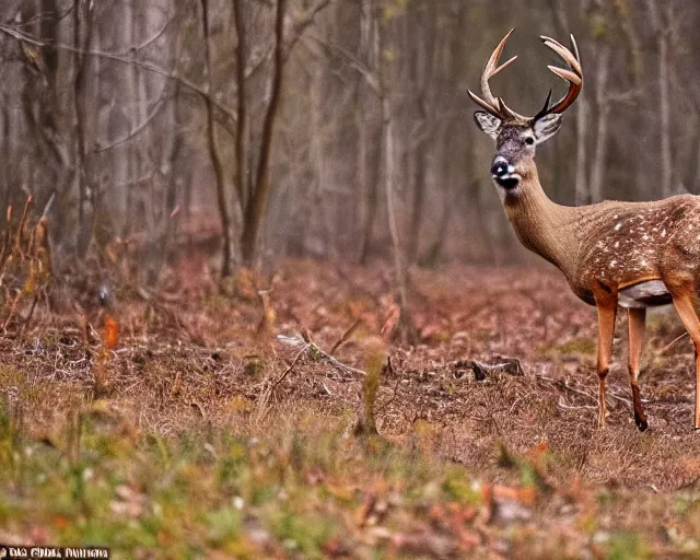 Image similar to a national geographic photo of deer that has red color skin in forest, f 2,0, telephoto, fine deatils